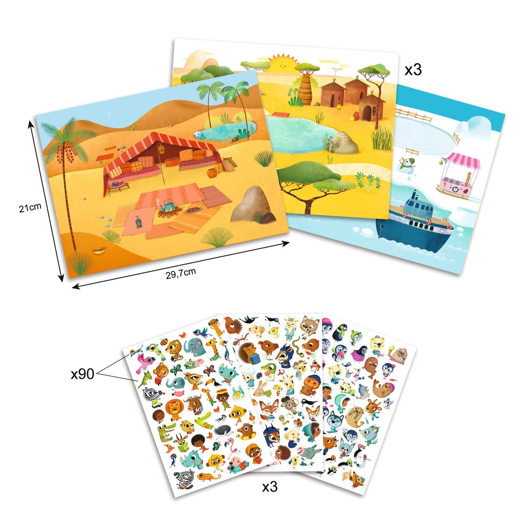 Krasplaatjes - Savanne, Woestijn, Noordpool - Kraskaarten Djeco - In den Olifant