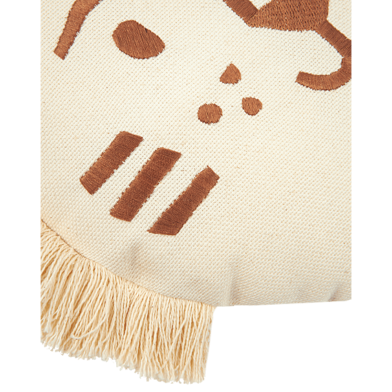 Kussen Tiger Face Embroidery | Brown Natural