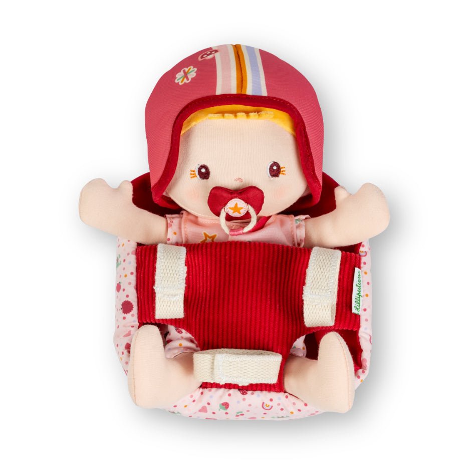 Lappenpop baby en fietszitje Lena - Lappenpoppen Lilliputiens - In den Olifant