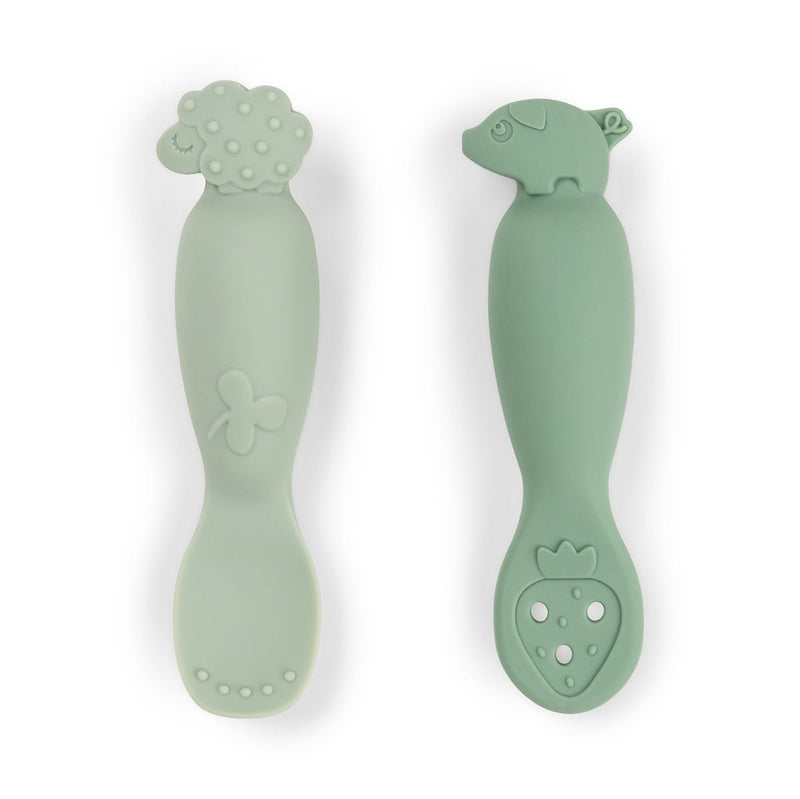 Learning spoon set Tiny farm Green - Bestek en rietjes Done by Deer - In den Olifant