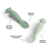 Learning spoon set Tiny farm Green - Bestek en rietjes Done by Deer - In den Olifant