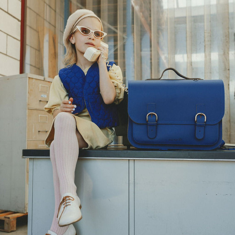 Lederen boekentas Classic Cobalt - Schooltassen Own Stuff - In den Olifant