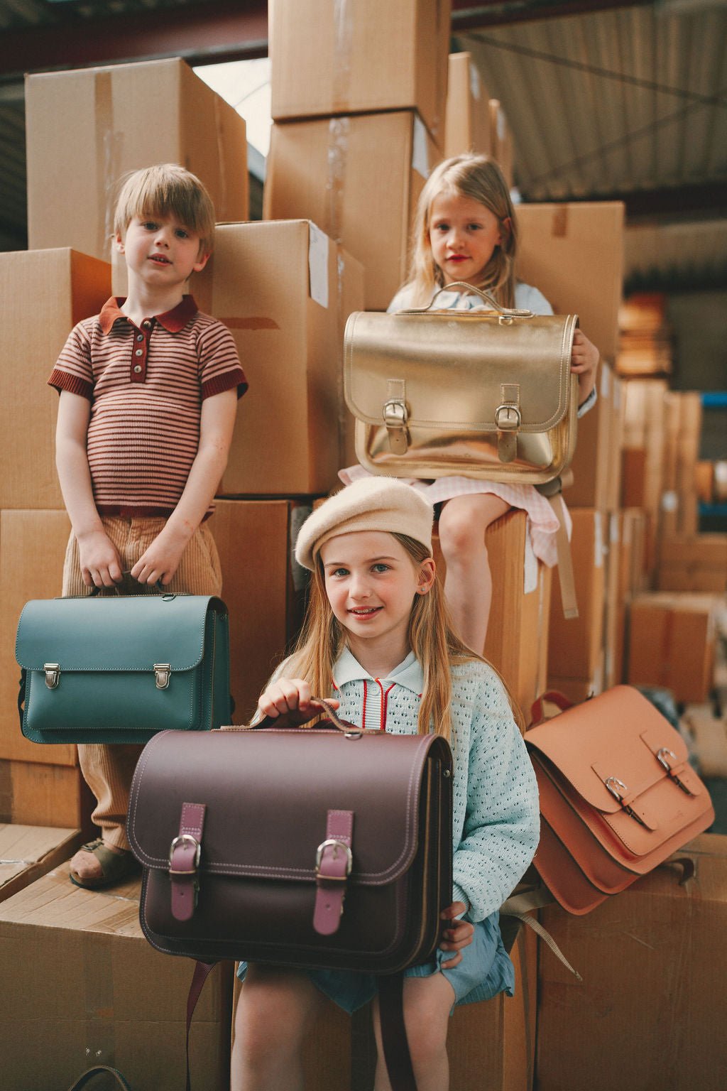 Lederen boekentas Classic Gold - Schooltassen Own Stuff - In den Olifant