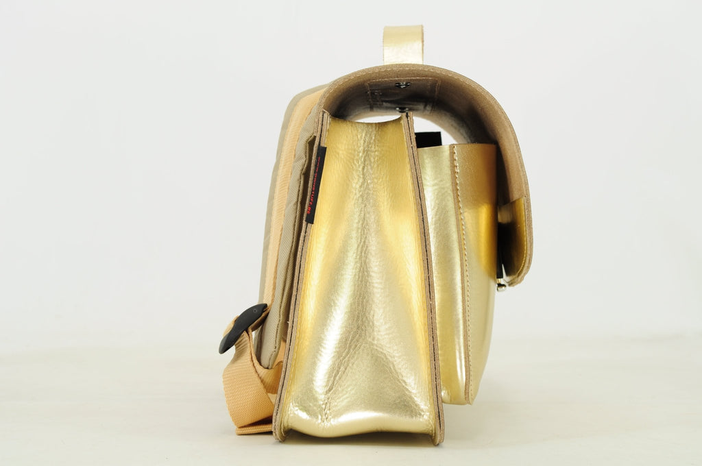 Lederen kleutertas met magneetsluiting - Gold - Schooltassen Own Stuff - In den Olifant