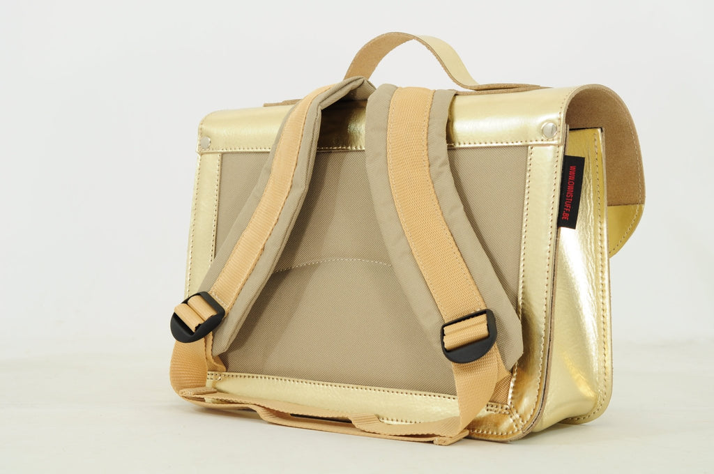 Lederen kleutertas met magneetsluiting - Gold - Schooltassen Own Stuff - In den Olifant