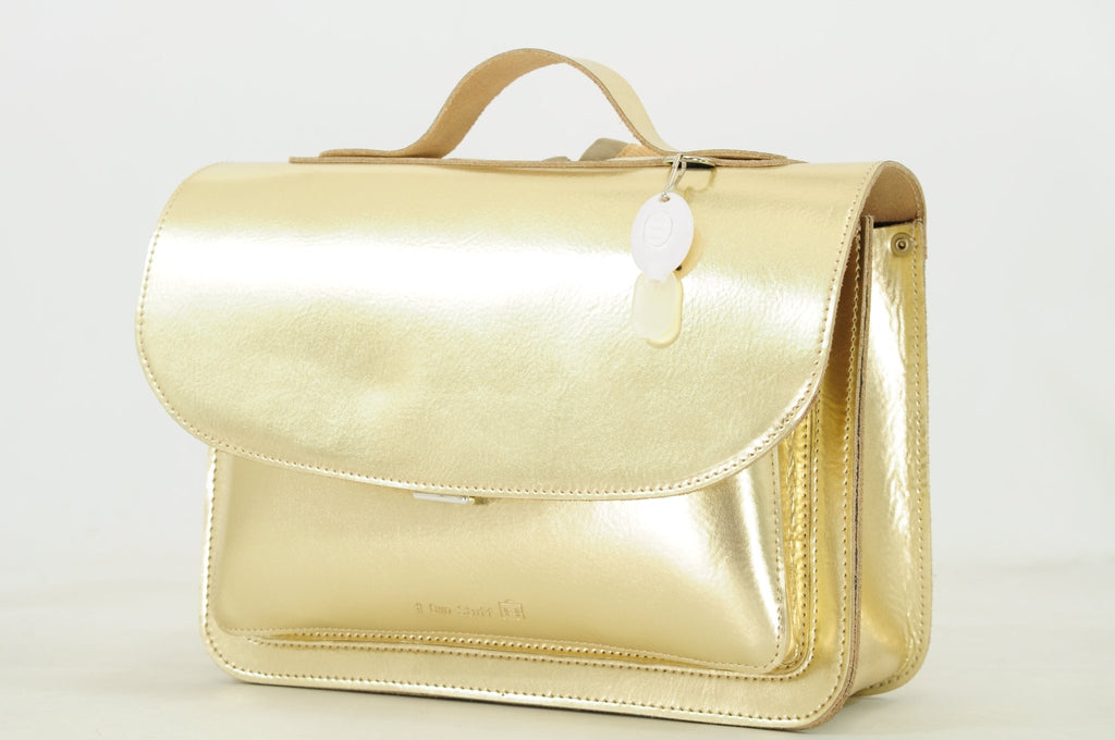 Lederen kleutertas met magneetsluiting - Gold - Schooltassen Own Stuff - In den Olifant