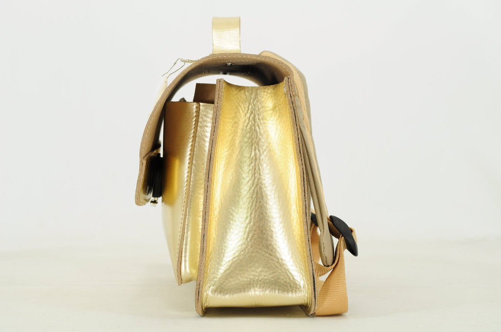 Lederen kleutertas met magneetsluiting - Gold - Schooltassen Own Stuff - In den Olifant