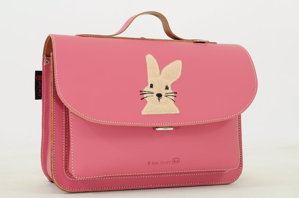 Lederen kleutertas met magneetsluiting - Rabbit Antique Pink - Schooltassen Own Stuff - In den Olifant