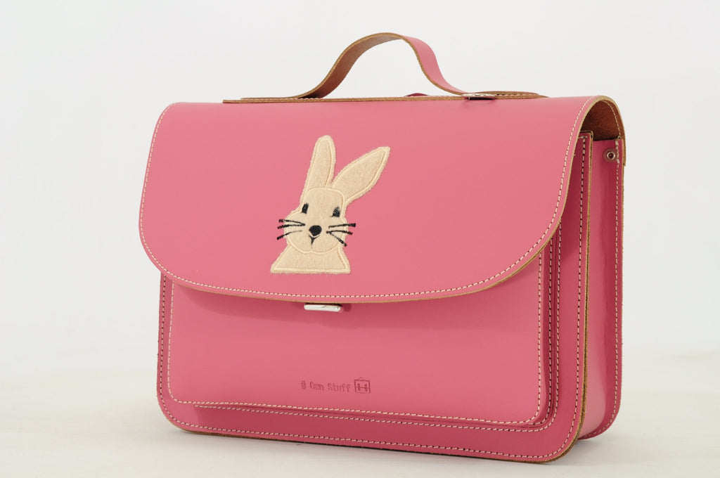 Lederen kleutertas met magneetsluiting - Rabbit Antique Pink - Schooltassen Own Stuff - In den Olifant