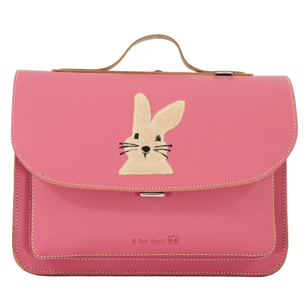 Lederen kleutertas met magneetsluiting - Rabbit Antique Pink - Schooltassen Own Stuff - In den Olifant