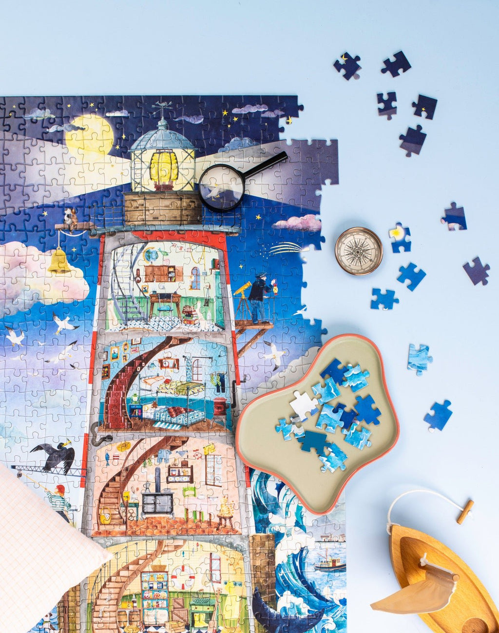 Legpuzzel Vuurtoren Le Jardin du Moulin - 500 stukjes + poster - Legpuzzels Moulin Roty - In den Olifant