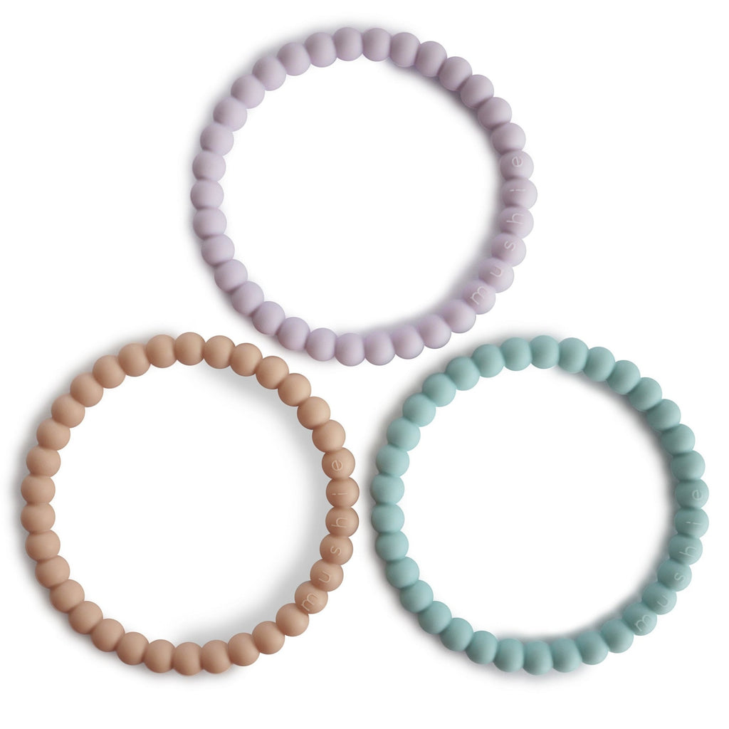 Bijtarmbandjes Silicone Bracelet Lilac Cyan Soft Peach - Set van 3