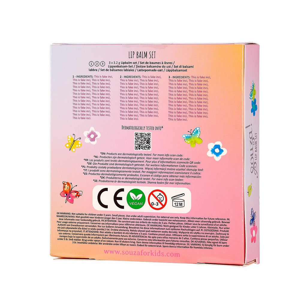 Lip balm Set - 3 lippenbalsems - Kinderschmink en tattoos Souza for kids - In den Olifant