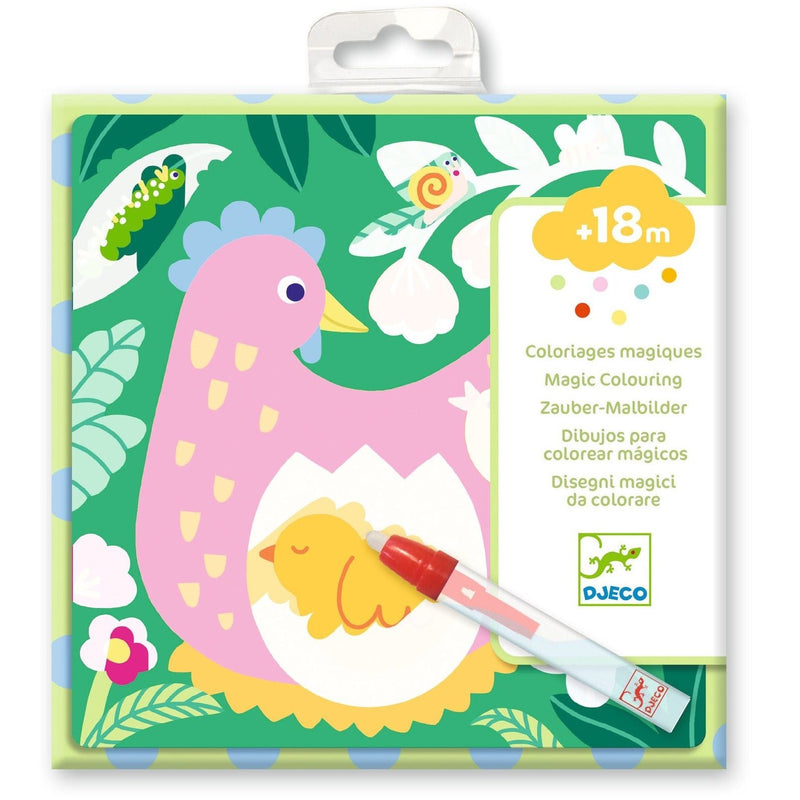 Magische kleurplaten - Kiekeboe! Babydieren uit de tuin - Schilderen Djeco - In den Olifant