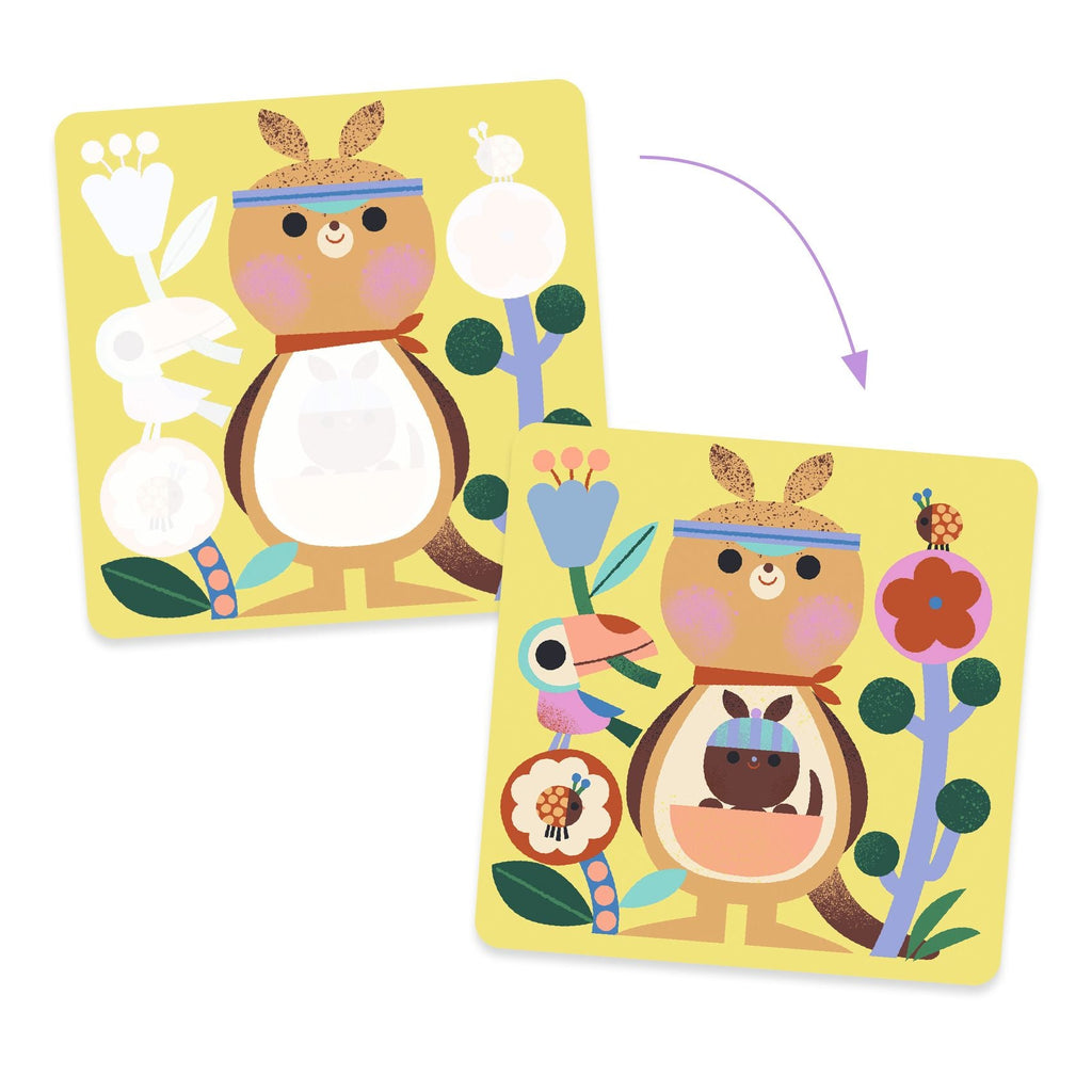 Magische kleuurset met waterpen - Kiekeboe, dierenbaby’s van over de hele wereld - Kleuren en tekenen Djeco - In den Olifant