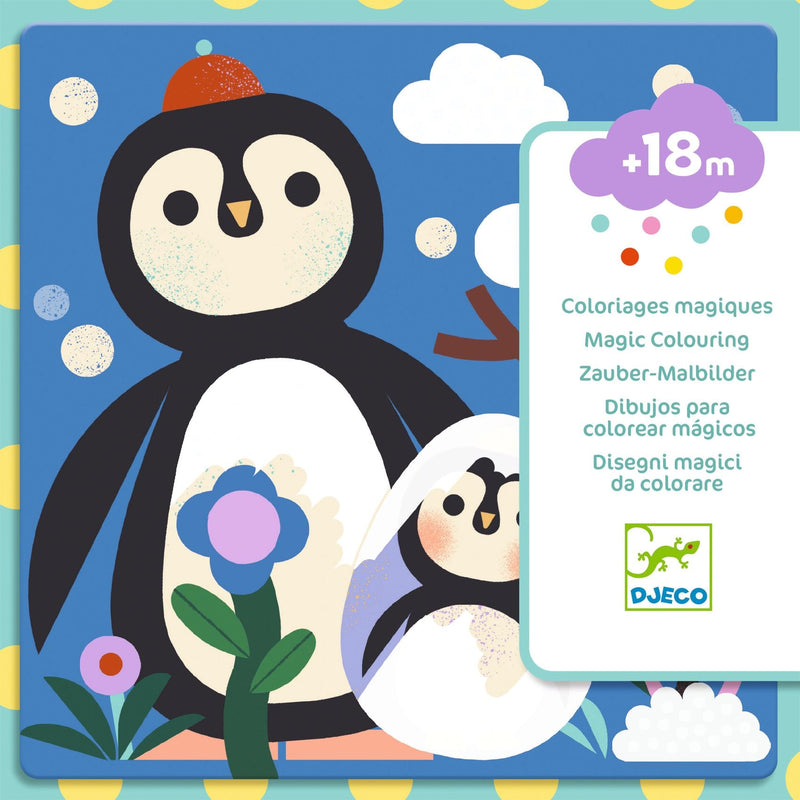 Magische kleuurset met waterpen - Kiekeboe, dierenbaby’s van over de hele wereld - Kleuren en tekenen Djeco - In den Olifant