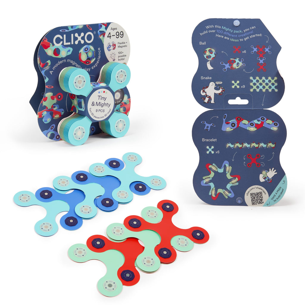 Magneetspeelgoed Clixo Tiny & Mighty Marine - set van 9 onderdelen - Magnetische bouwspeelgoed Clixo - In den Olifant