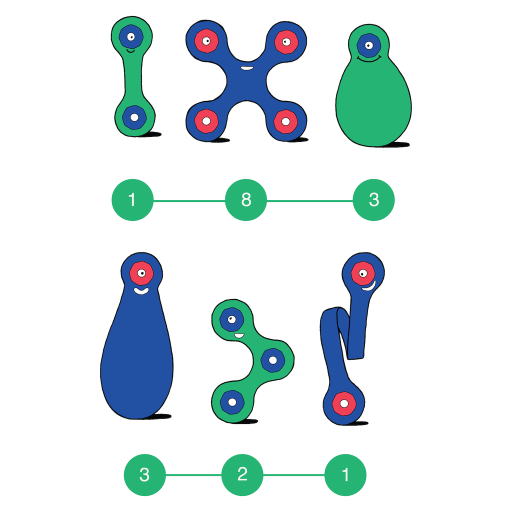 Magneetspeelgoed Itsy Pack Green / Blue - set van 18 onderdelen - Magnetische bouwspeelgoed Clixo - In den Olifant