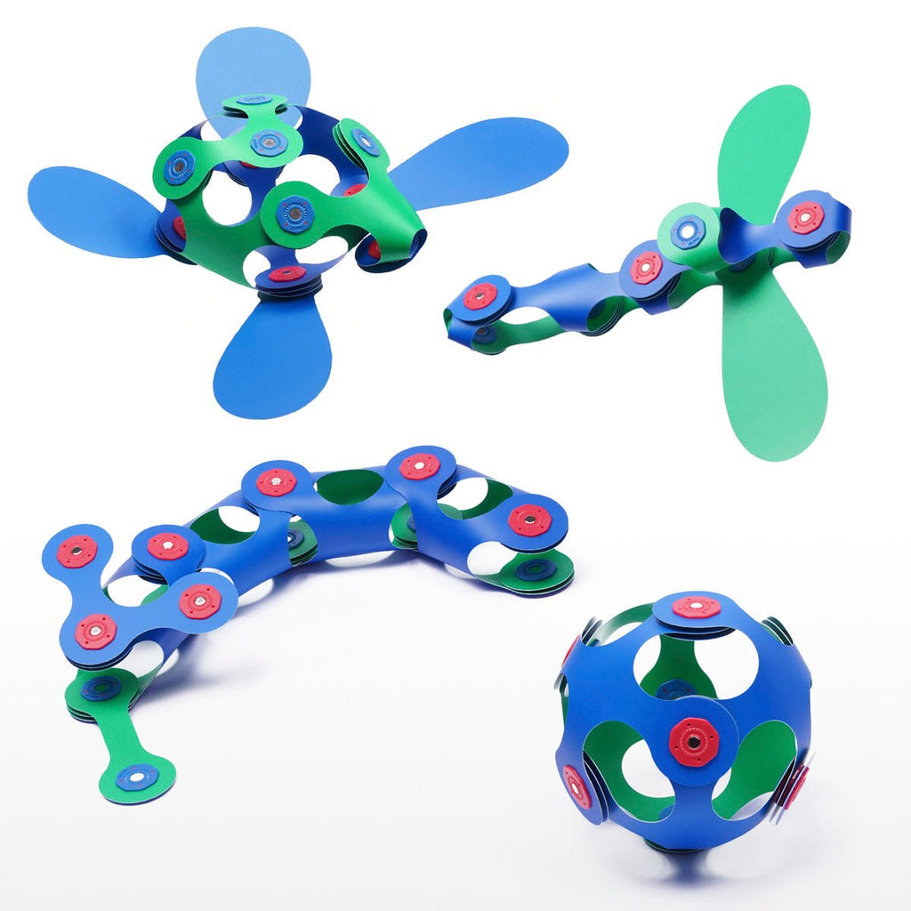 Magneetspeelgoed Itsy Pack Green / Blue - set van 18 onderdelen - Magnetische bouwspeelgoed Clixo - In den Olifant