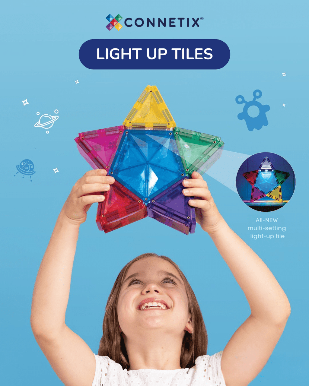 Magneetspeelgoed Light Star Pack - set van 28 - Magnetische bouwspeelgoed Connetix - In den Olifant