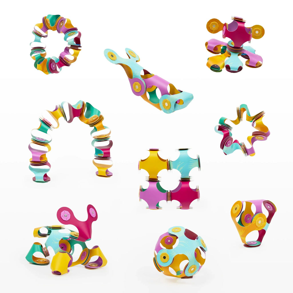 Magneetspeelgoed Tiny & Mighty Jungle - set van 9 onderdelen - Magnetische bouwspeelgoed Clixo - In den Olifant