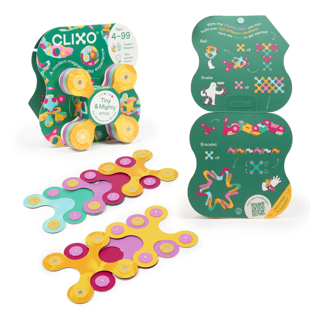 Magneetspeelgoed Tiny & Mighty Jungle - set van 9 onderdelen - Magnetische bouwspeelgoed Clixo - In den Olifant