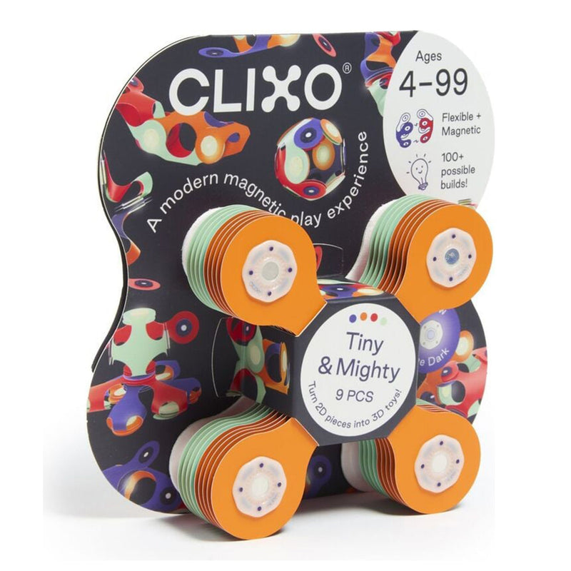 Magneetspeelgoed Tiny & Mighty Space - set van 9 onderdelen - Magnetische bouwspeelgoed Clixo - In den Olifant