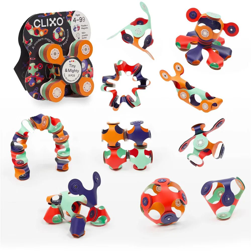 Magneetspeelgoed Tiny & Mighty Space - set van 9 onderdelen - Magnetische bouwspeelgoed Clixo - In den Olifant