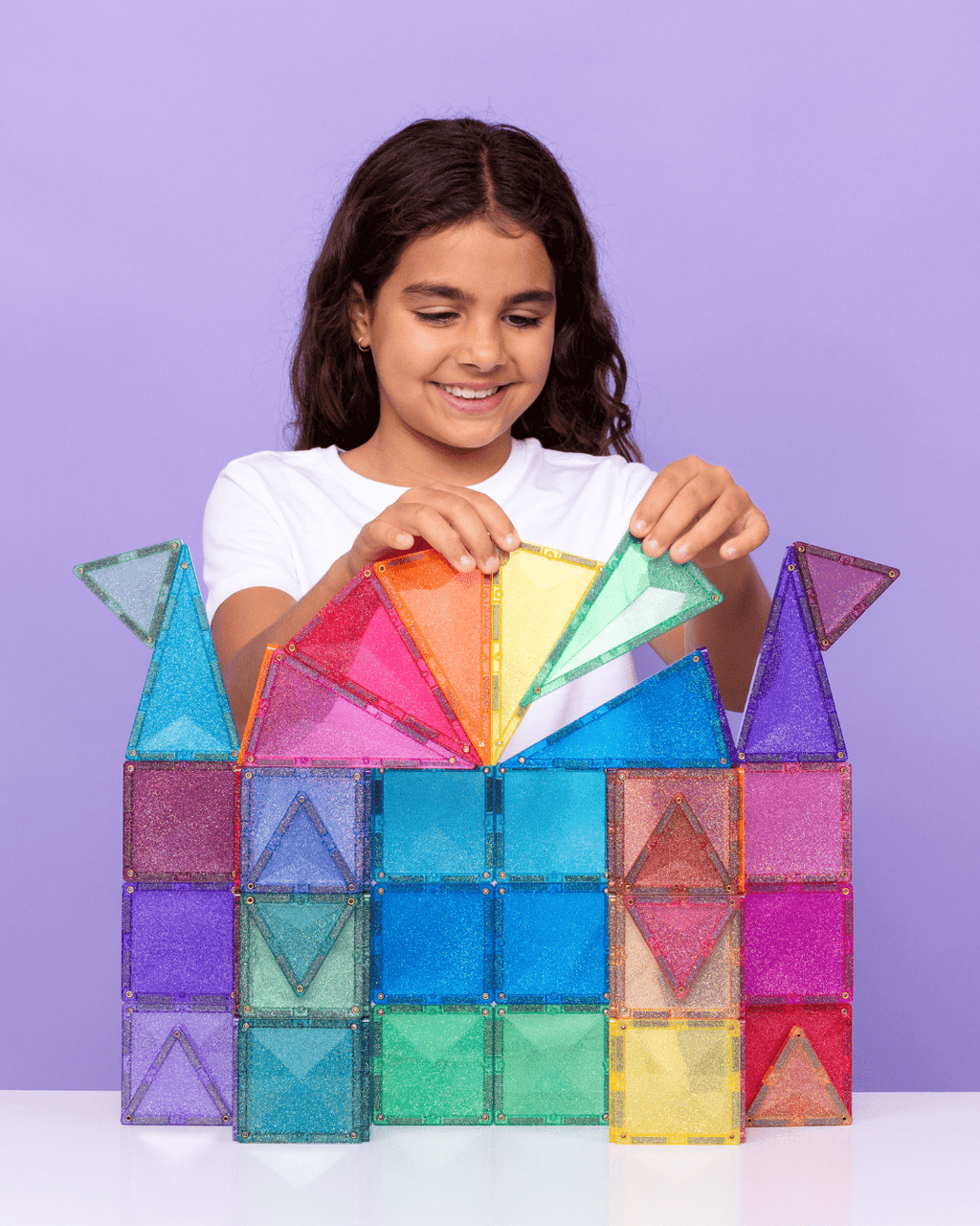 Magneettegels Glitter Castle Pack - set van 48 - Magnetische bouwspeelgoed Connetix - In den Olifant