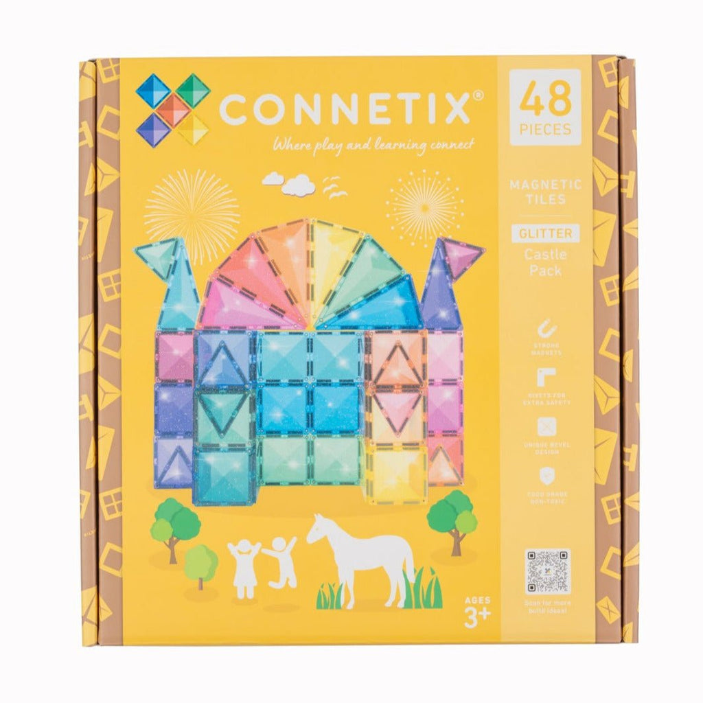 Magneettegels Glitter Castle Pack - set van 48 - Magnetische bouwspeelgoed Connetix - In den Olifant