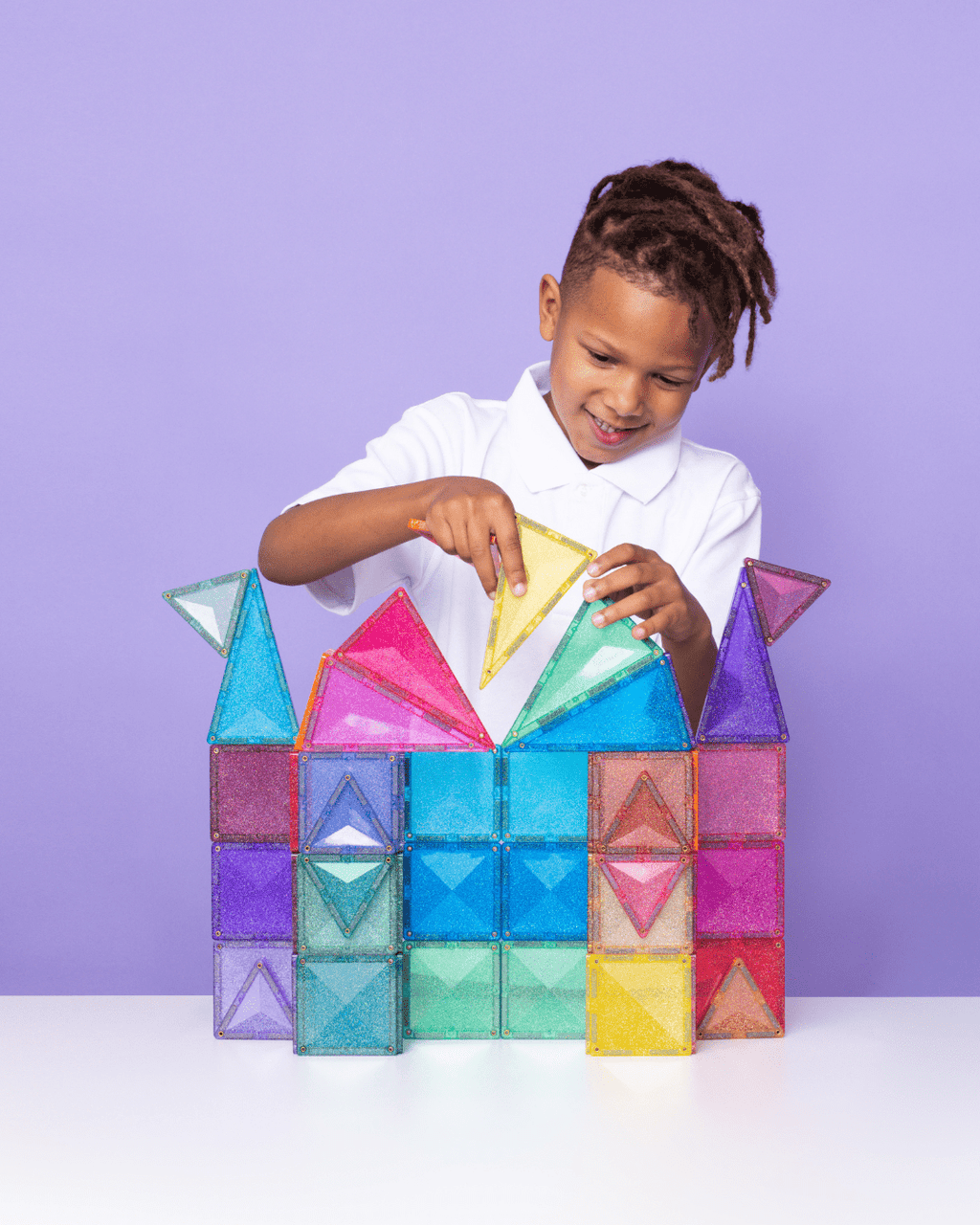 Magneettegels Glitter Castle Pack - set van 48 - Magnetische bouwspeelgoed Connetix - In den Olifant