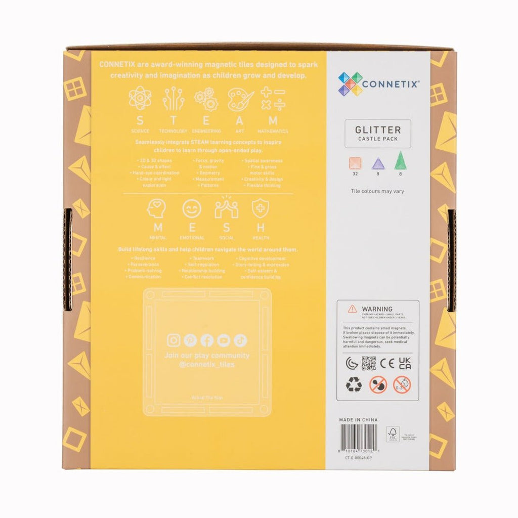 Magneettegels Glitter Castle Pack - set van 48 - Magnetische bouwspeelgoed Connetix - In den Olifant