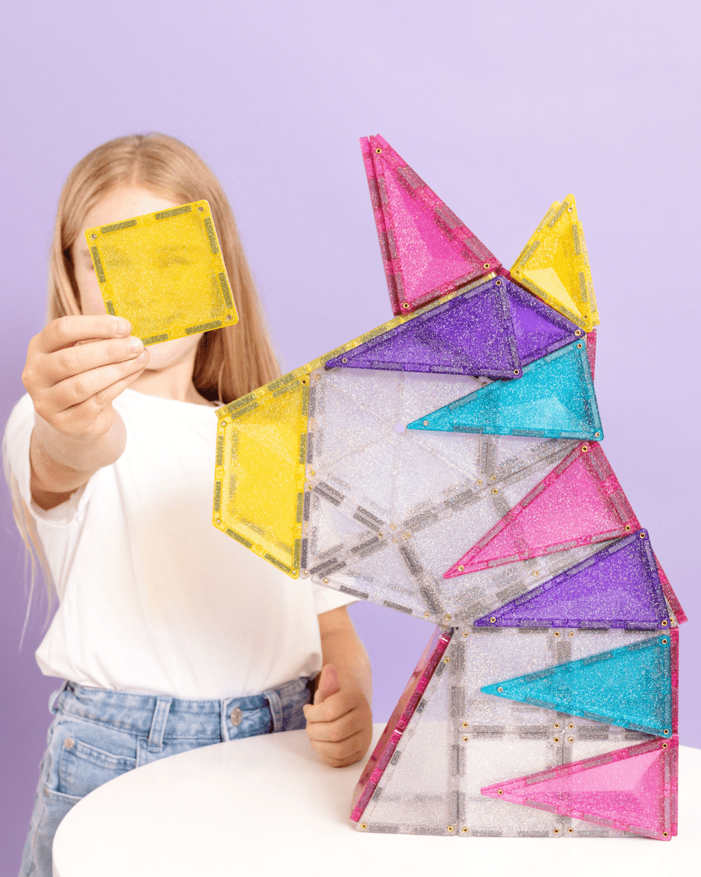 Magneettegels Glitter Unicorn Pack - set van 56 - Magnetische bouwspeelgoed Connetix - In den Olifant