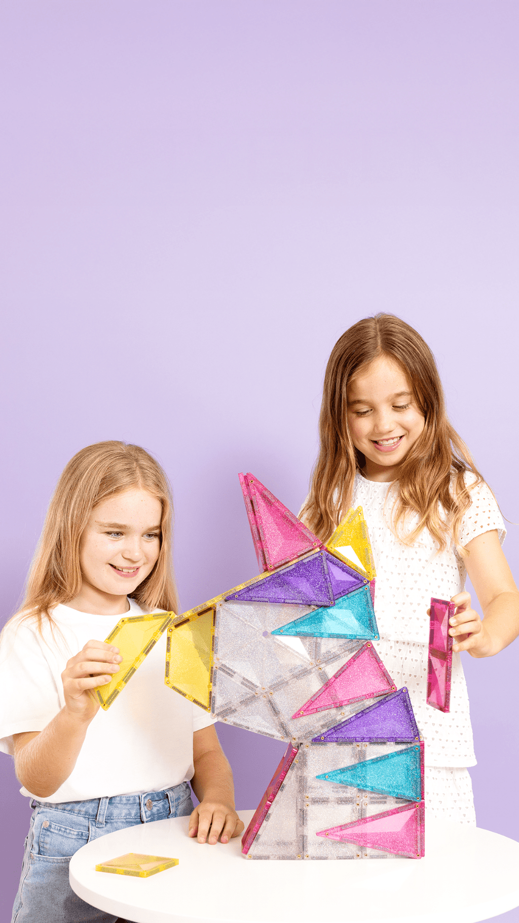 Magneettegels Glitter Unicorn Pack - set van 56 - Magnetische bouwspeelgoed Connetix - In den Olifant