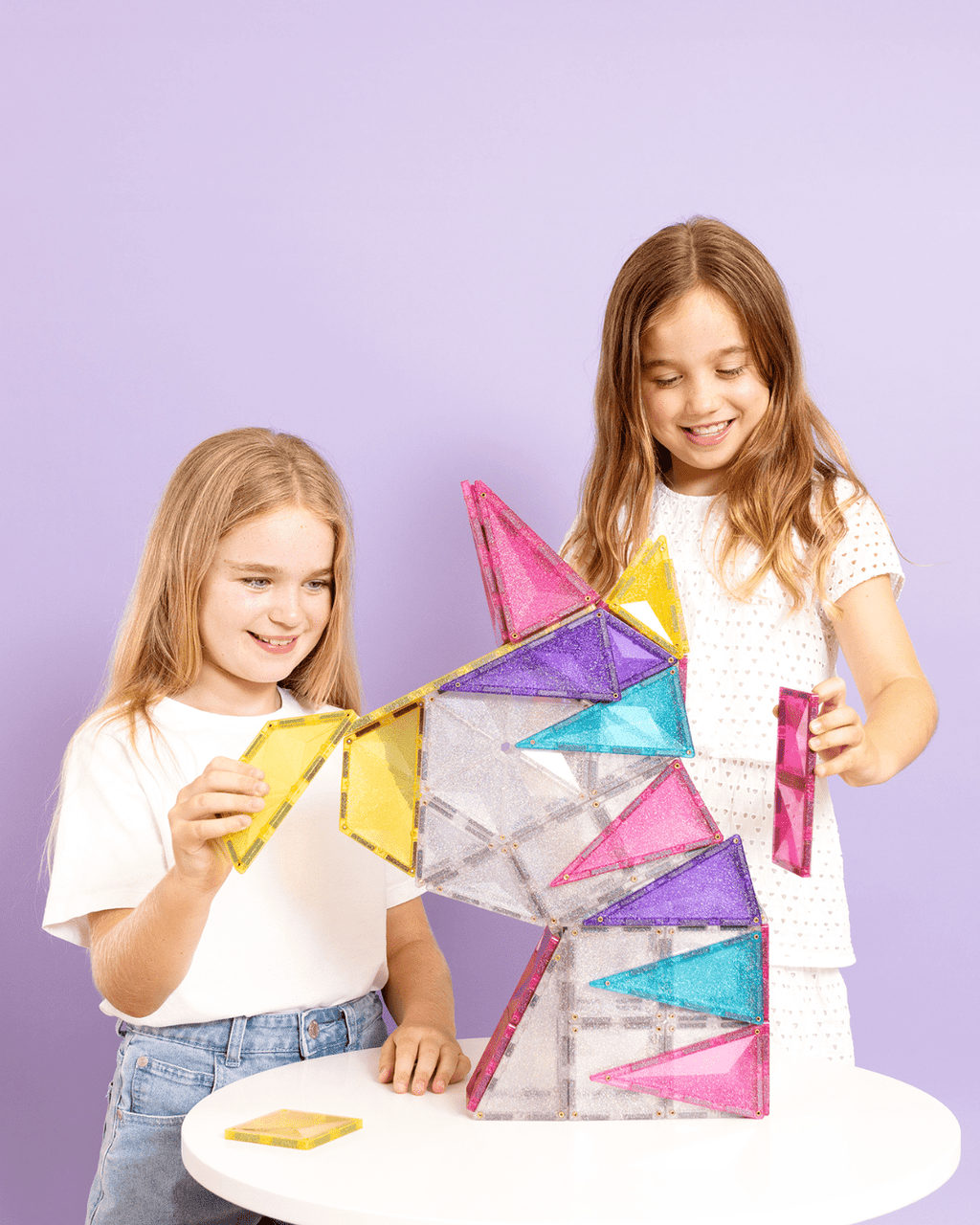 Magneettegels Glitter Unicorn Pack - set van 56 - Magnetische bouwspeelgoed Connetix - In den Olifant
