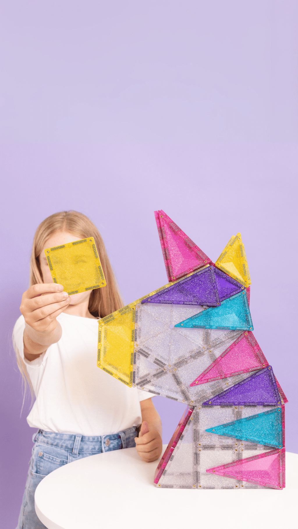 Magneettegels Glitter Unicorn Pack - set van 56 - Magnetische bouwspeelgoed Connetix - In den Olifant