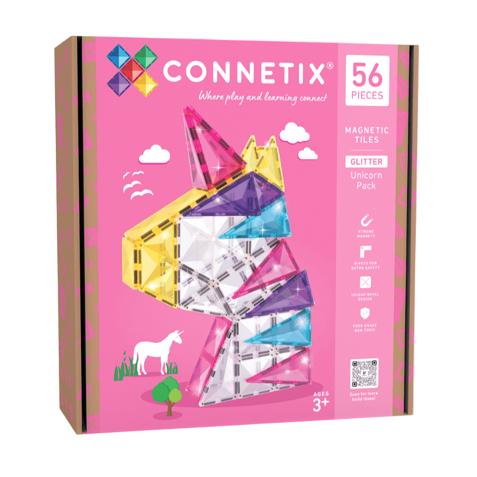 Magneettegels Glitter Unicorn Pack - set van 56 - Magnetische bouwspeelgoed Connetix - In den Olifant