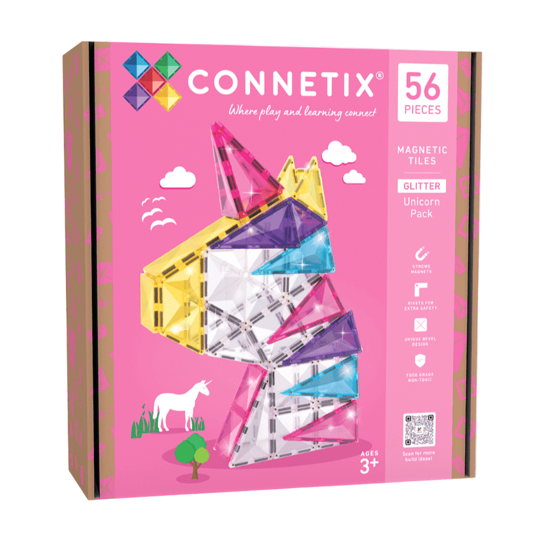 Magneettegels Glitter Unicorn Pack - set van 56 - Magnetische bouwspeelgoed Connetix - In den Olifant