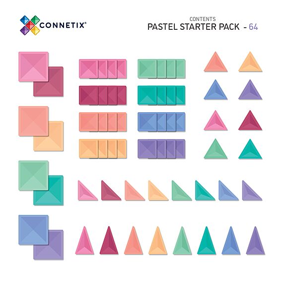 Magnetische bouwstenen Pastel Starter Pack | Set van 64