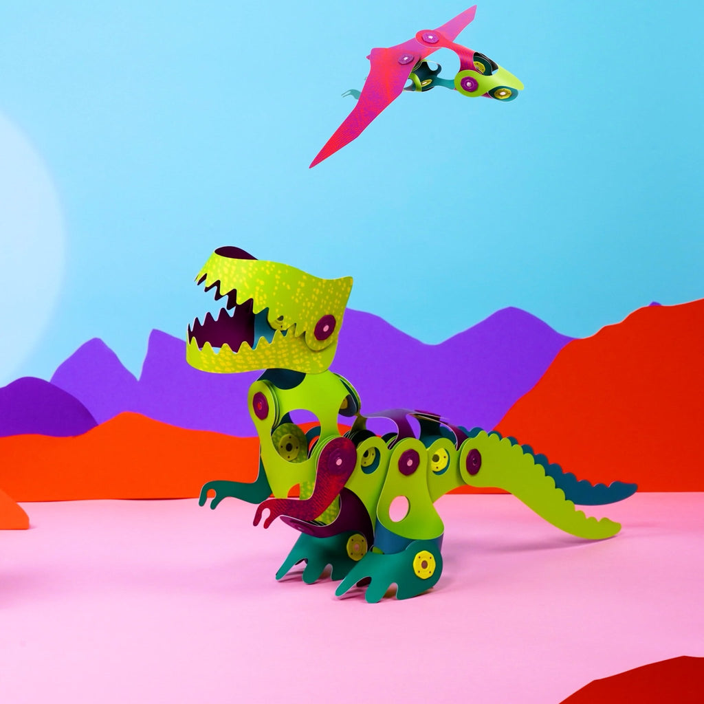 Magnetisch bouwspeelgoed Dino Adventure - set van 36 onderdelen - Magnetische bouwspeelgoed Clixo - In den Olifant