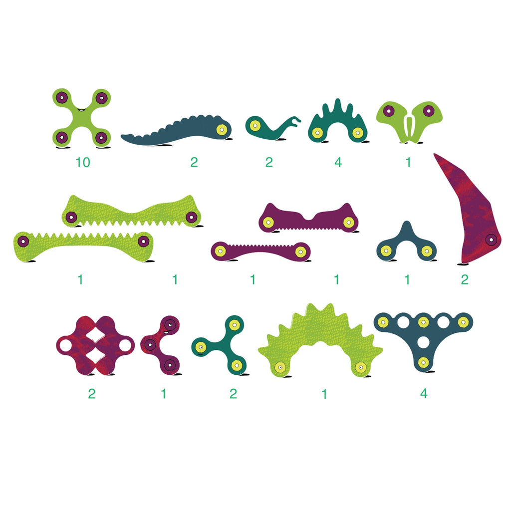 Magnetisch bouwspeelgoed Dino Adventure - set van 36 onderdelen - Magnetische bouwspeelgoed Clixo - In den Olifant