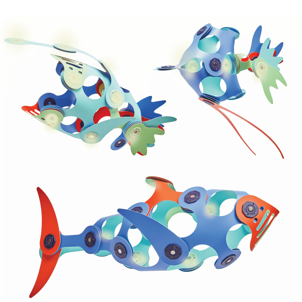 Magnetisch bouwspeelgoed Ocean Creatures - set van 24 onderdelen - Magnetische bouwspeelgoed Clixo - In den Olifant