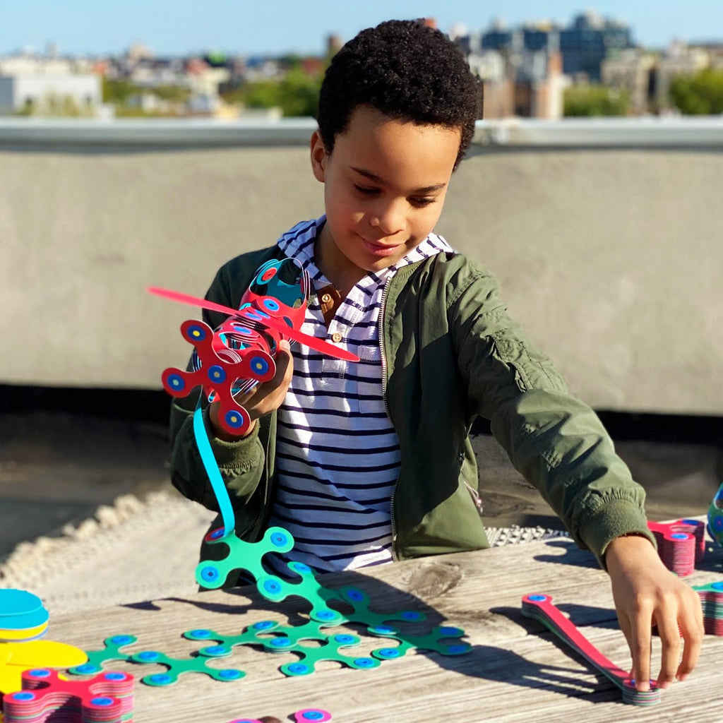 Magnetisch bouwspeelgoed Rainbow Pack - 42 onderdelen - Magnetische bouwspeelgoed Clixo - In den Olifant