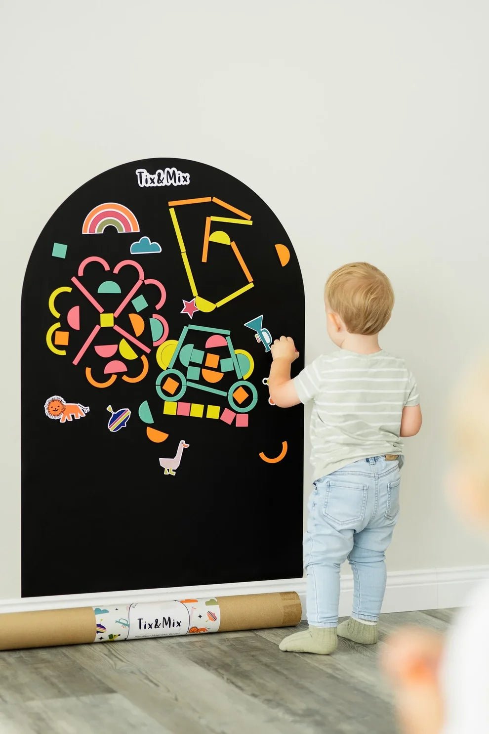 Magnetische bouwset Tix&Mix Rings & Blocks - 64 houten magneten - Magneten en letters Tix&Mix - In den Olifant