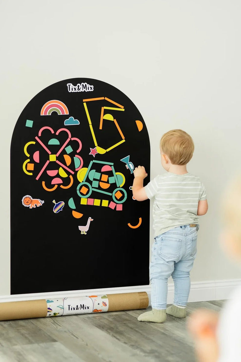 Magnetische bouwset Tix&Mix Rings & Blocks - 64 houten magneten - Magneten en letters Tix&Mix - In den Olifant
