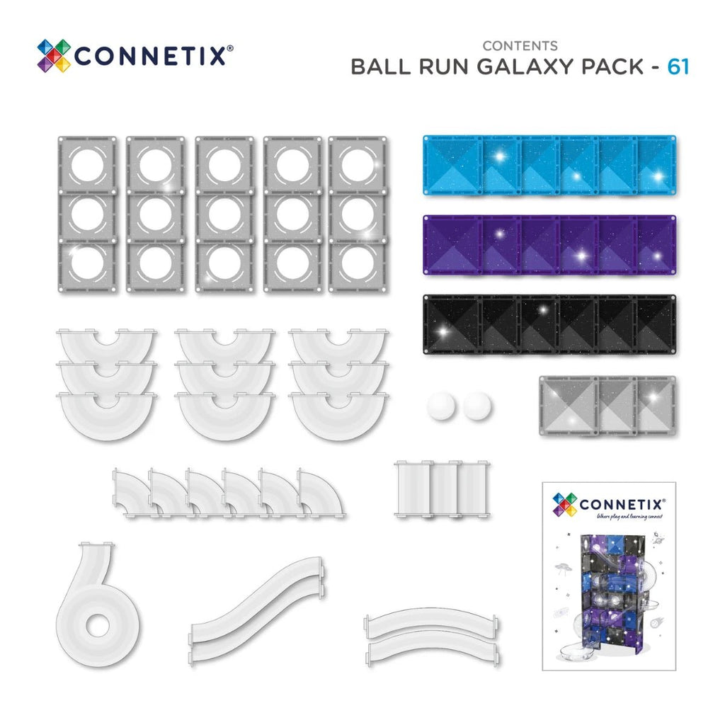 Magnetische knikkerbaan Ball Run Galaxy Pack - set van 61 - Knikkers en knikkerbanen Connetix - In den Olifant
