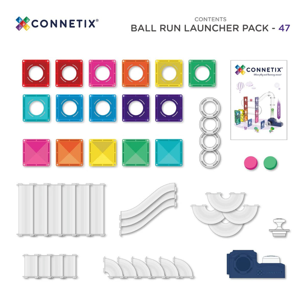 Magnetische knikkerbaan Ball Run Launcher Pack - set van 47 - Knikkers en knikkerbanen Connetix - In den Olifant