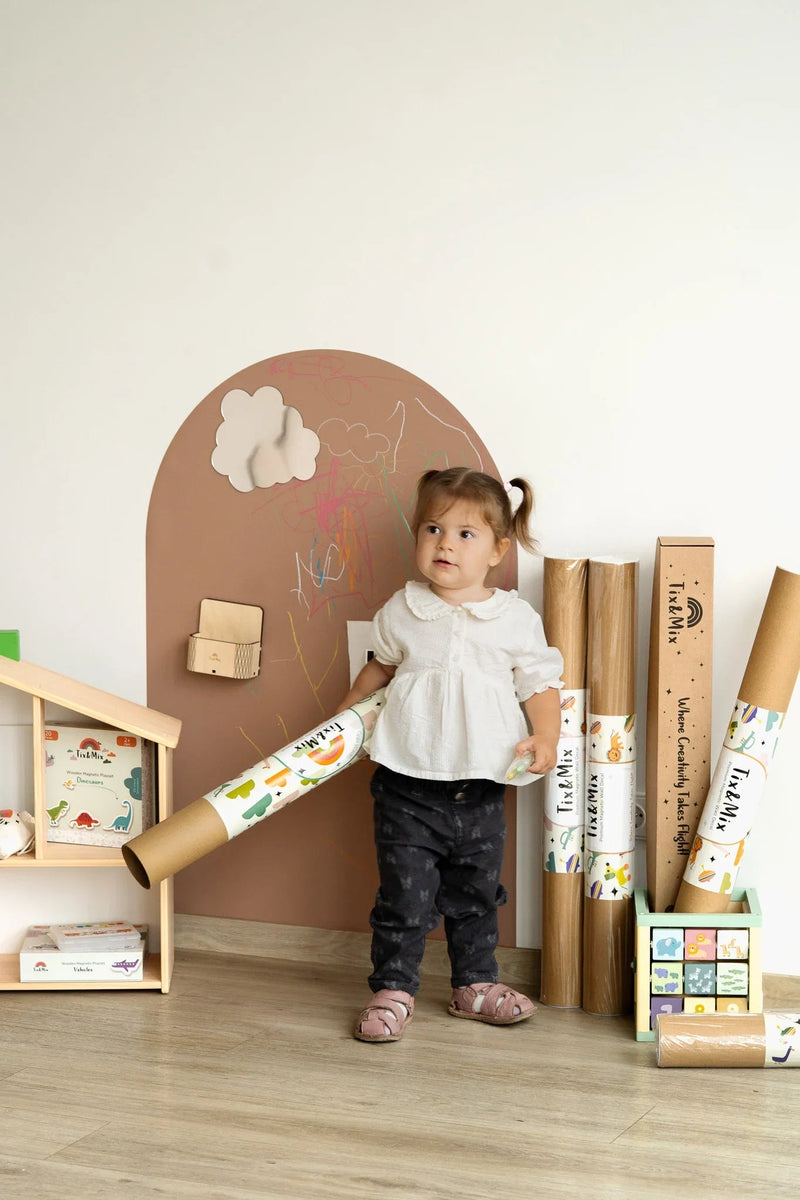 Magnetische muursticker Tix&Mix Brown Sugar + 2 krijtjes - 100 × 70 cm - Muurdecoratie Tix&Mix - In den Olifant