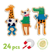 Magnetische Puzzel Gekke Dieren - set van 24 - Magnetische puzzels Djeco - In den Olifant
