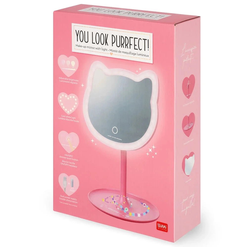 Make - up spiegel met licht - You Look Purrfect! - Kinderschmink en tattoos Legami - In den Olifant